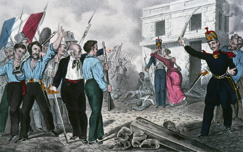 成年人,老年人,站,横图,插画,室外,白天,数码,科技,士兵,阴影,印刷,网络,首都,许多人,高光,几何,计算机图形,合成,图画,历史,画,一群人,战争,电脑合成图,数码合成图,合成图,军服,漫画,法国文化,法国国旗,写实,具体,具象,勇气,革命,战役,刺刀,老年男性,年轻男性,年轻女性,年轻人,彩图,毛石,平版印刷