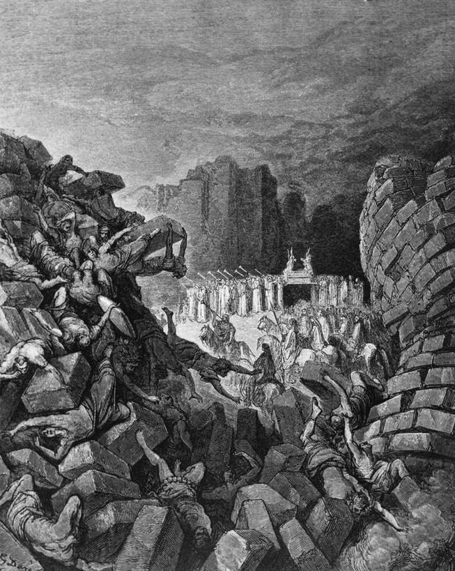 画家,竖图,黑白,插画,室外,白天,数码,科技,城市,阴影,朦胧,模糊,网络,墙,洞,许多人,高光,几何,计算机图形,合成,图画,画,一群人,电脑合成图,数码合成图,基督教,合成图,毁灭,漫画,犹太教,写实,具体,具象,旧约,美术工艺,古斯塔夫.多雷,耶利哥