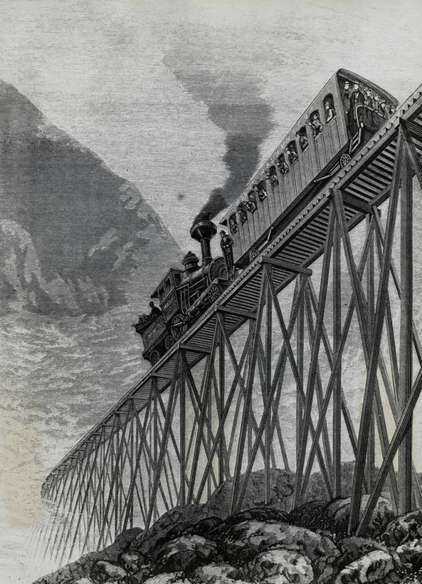 无人,竖图,黑白,插画,室外,白天,仰视,旅游,度假,数码,科技,美景,山,路,铁路,阴影,网络,景观,轨道,公共交通,交通,铁轨,山谷,高光,几何,计算机图形,宏伟,联系,合成,图画,历史,娱乐,画,自然,享受,休闲,景色,放松,运输,电脑合成图,数码合成图,合成图,自然风光,漫画,写实,具体,具象,美术工艺,低角度拍摄,旅行,华盛顿山