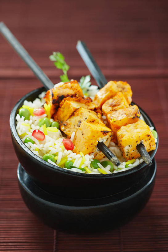 豆腐,无人,竖图,俯视,室内,特写,米,饮食,茶碟,碗,摄影,创造力,清新,东亚文化,健康食物,印度文化,彩图,高角度拍摄