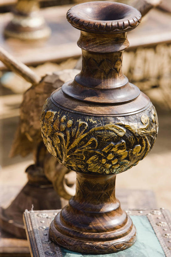 无人,竖图,室外,特写,白天,花瓶,印度,花纹,木制,市场,一个,摄影,单个,印度文化,美术工艺,哈里亚纳邦,彩图,旅行,雕刻术