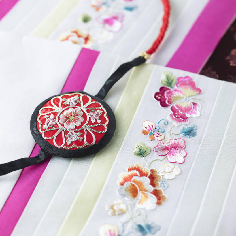 无人,方图,俯视,室内,特写,白天,民族服装,静物,阴影,花纹,服装,装饰,反射,挂饰,图案,影子,装饰品,衣服,红色,装饰物,服饰,华丽,修饰,点缀,衣着,穿着,饰物,衬托,美观,雅致,雅观,衣饰,朝鲜服,彩图,高角度拍摄,传统服装,民俗服,韩服