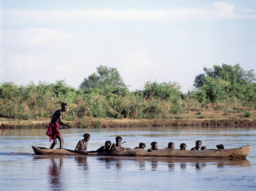 划船,儿童,横图,室外,河流,水,非洲,埃塞俄比亚,河岸,杆,社区,摄影,渡轮,荡舟,彩图