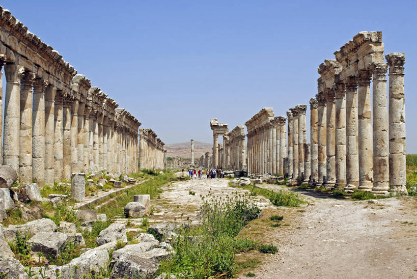 无人,横图,旅游,建筑,街道,叙利亚,行人,游客,游人,柱子,路人,旅客,废墟,摄影,中东,柱廊,过客,阿拉伯,彩图,旅行,阿帕米亚