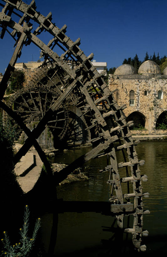 无人,竖图,水,建筑,叙利亚,木制,拱门,水车,历史,车轮,工业,摄影,哈马,彩图