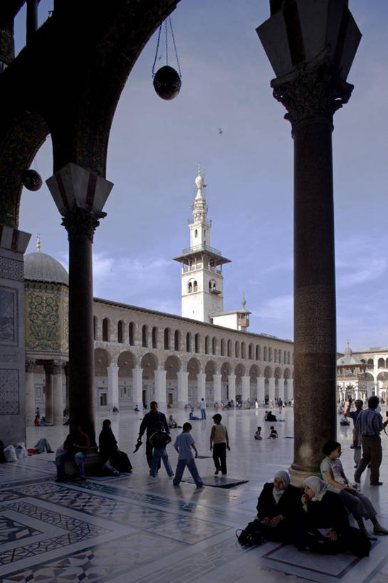 竖图,室外,建筑,叙利亚,庭院,古城,首都,摄影,宗教,伊斯兰教,中东,清真寺,大清真寺,大马士革,彩图