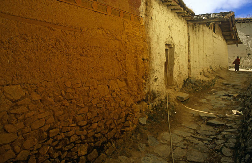 无人,家,横图,帽子,亚洲,房屋,乡村,黄色,摄影,宗教,佛教,中国文化,修道院,松赞林寺,云南省,香格里拉县,僧侣,彩图,旅行