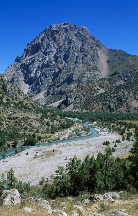 无人,竖图,河流,森林,山,塔吉克斯坦,亚洲,地形,悬崖,摄影,考古学,中亚,丝绸之路,岩石,彩图,山景城