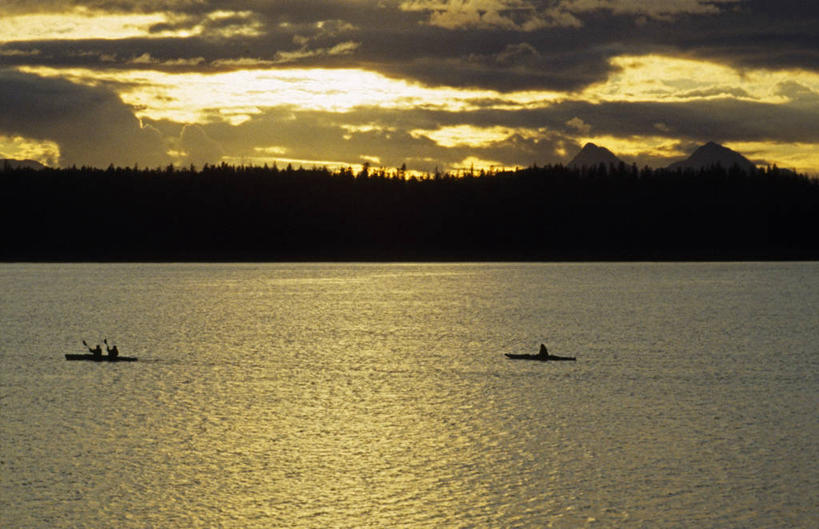 皮划艇,无人,横图,室外,锻炼,度假,快乐,旅途,运动,日落,美国,自然,黄昏,摄影,桨,冰河湾国家公园,冒险,彩图,皮船