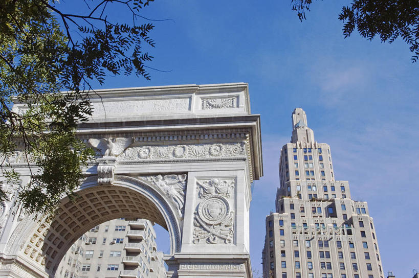 无人,公园,横图,室外,城市,摩天大楼,纽约,美国,公寓,曼哈顿,办公大楼,摄影,格林威治村,秋天,彩图