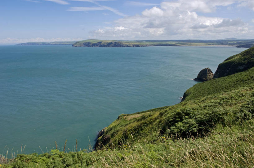 无人,横图,全景,室外,旅游,度假,水,英国,地形,海岸线,风景,摄影,威尔士,欧洲蕨,彭布罗克郡,海滩,彩图,旅行
