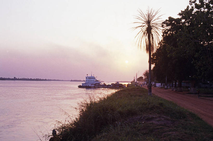 无人,横图,室外,河流,日落,水,路,棕榈树,非洲,地形,河岸,小路,黄昏,摄影,热带雨林,刚果民主共和国,彩图,雨林