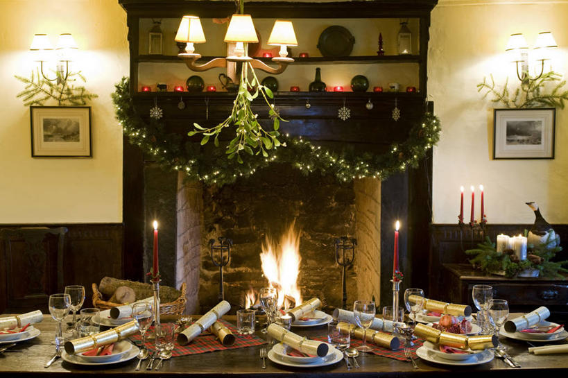 无人,横图,室内,壁炉,英国,欧洲,圣诞节,装饰,饭厅,摄影,膳食,西欧,大不列颠,威尔士,大不列颠及北爱尔兰联合王国,大不列颠及爱尔兰联合王国,威尔士公国,彩图,康威自治市,大不列颠王国,大英帝国,联合王国,日不落帝国,斯诺登峰,北威尔士