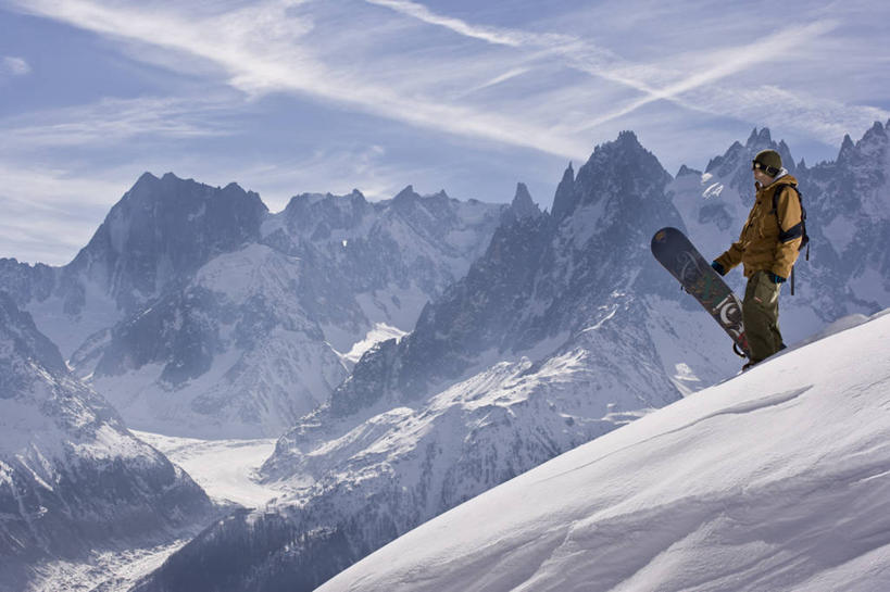 一个人,横图,室外,旅游,度假,运动,美景,山,山脉,法国,欧洲,阿尔卑斯山,地形,景观,娱乐,自然,享受,休闲,景色,放松,摄影,滑雪板,自然风光,阿尔卑斯山脉,霞慕尼,冒险,彩图