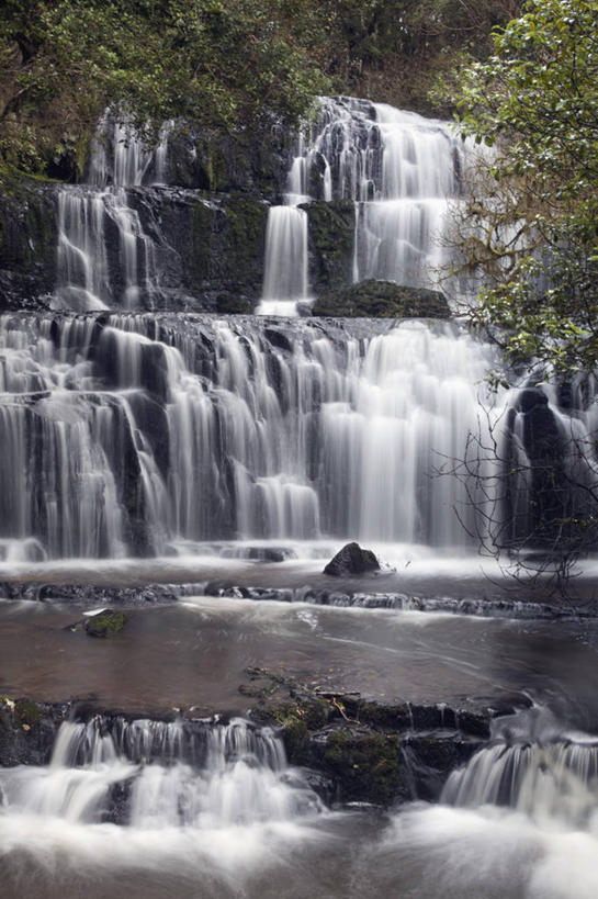 无人,竖图,室外,河流,瀑布,新西兰,摄影,新西兰南岛,彩图