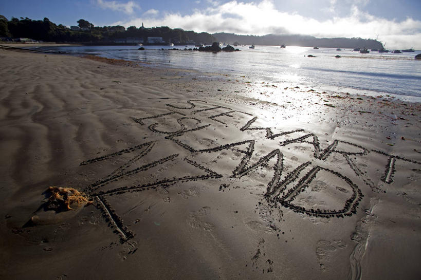 无人,横图,室外,海洋,新西兰,写,沙子,摄影,宁静,新西兰南岛,斯图尔特岛,海滩,彩图