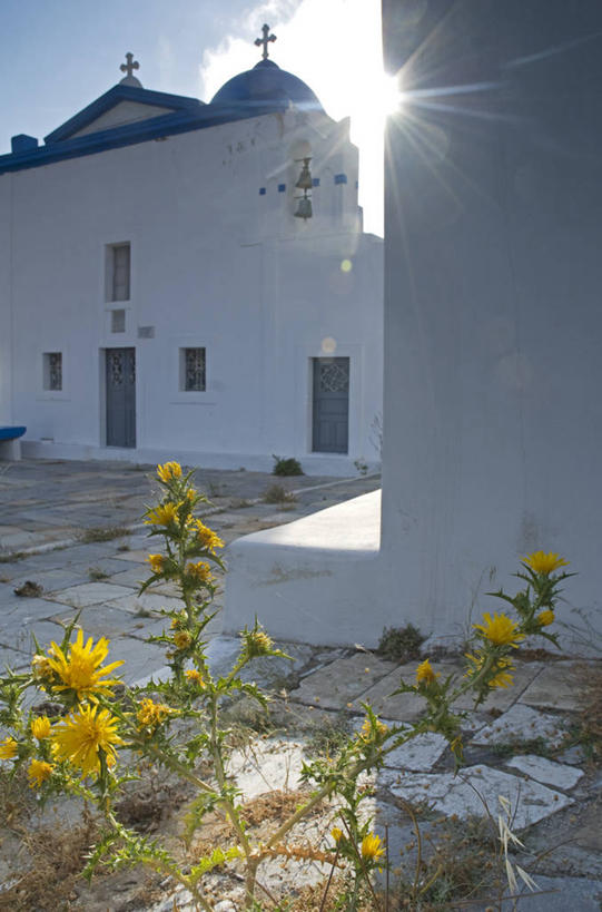 无人,教堂,竖图,火山,山,植物,希腊,欧洲,十字架,岛,蓝色,白色,风景,蓟,摄影,宗教,基克拉迪群岛,圣托里尼岛,地中海文化,希腊文化,希腊共和国,基克拉泽斯群岛,活火山,彩图