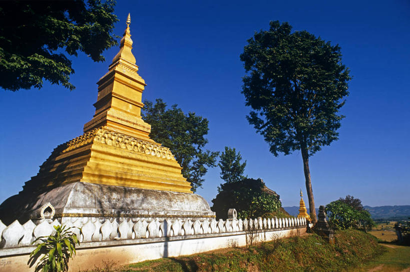 无人,横图,老挝,佛塔,摄影,宗教,东南亚,佛教,南塔,彩图