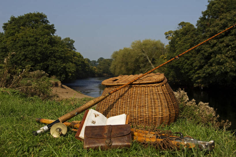无人,横图,室外,度假,运动,水,英国,网,摄影,生活方式,宁静,黄铜,威尔士,钓竿,渔线轮,休闲活动,彩图,钓鱼,传统文化,迪河