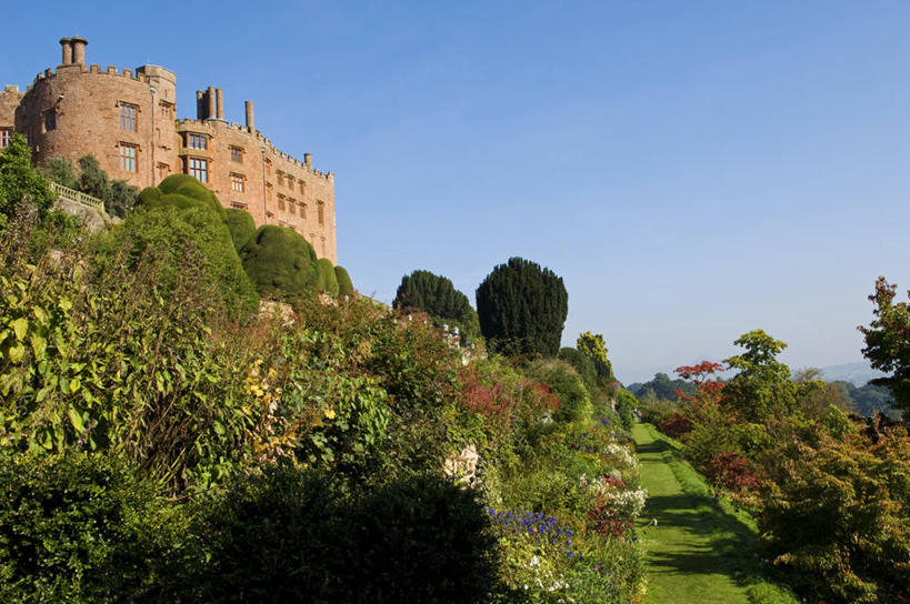 无人,横图,旅游,度假,英国,正装,园艺,宏伟,摄影,高雅,威尔士,秋天,彩图,旅行,波威斯城堡