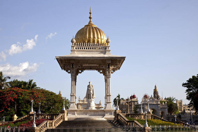 无人,横图,建筑,印度,亚洲,雕像,穹顶,摄影,圆顶建筑,卡纳塔克邦,印度次大陆,迈索尔,彩图,迈索尔皇宫