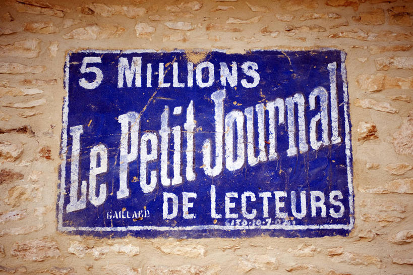 无人,横图,报纸,杂志,法国,欧洲,小的,标志,墙,壁画,广告,摄影,作画,法国文化,多尔多涅,彩图