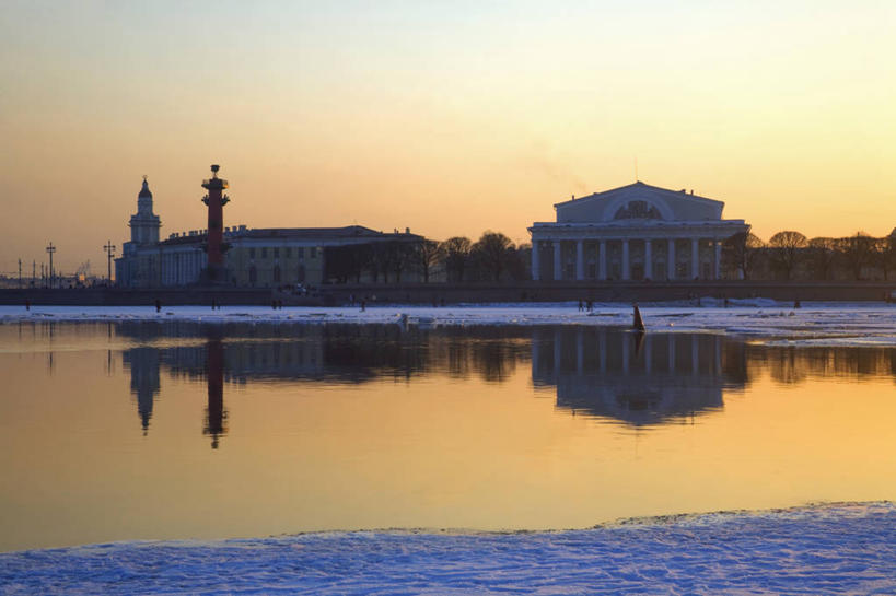 无人,横图,室外,河流,日落,建筑,俄罗斯,反射,橙色,摄影,涅瓦河,前苏联,彩图,旅行,独联体,海洋博物馆