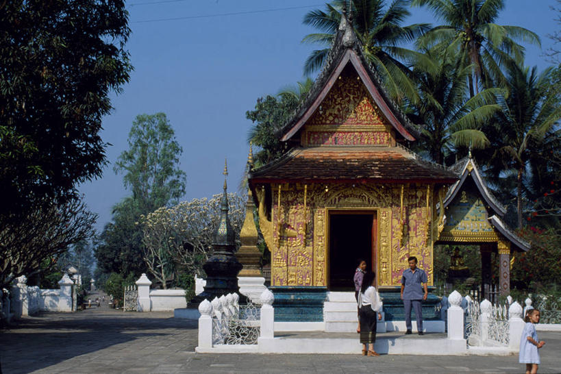 无人,寺庙,横图,建筑,老挝,亚洲,黄金,摄影,宗教,佛教,神殿,宗教建筑,琅勃拉邦,香通寺,彩图