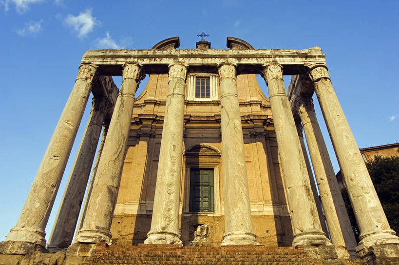 无人,教堂,横图,建筑,意大利,欧洲,柱子,大理石,首都,地标建筑,摄影,宗教,宗教建筑,意大利文化,古罗马广场,柱廊,彩图,农神庙