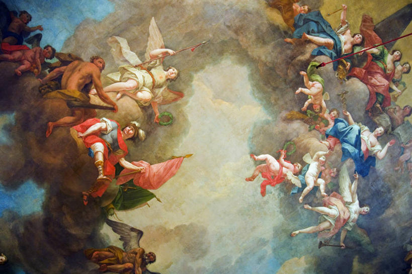 无人,建筑师,横图,天花板,建筑,拉脱维亚,艺术,艺术品,历史,壁画,摄影,作画,巴洛克风格,18世纪,美术工艺,彩图