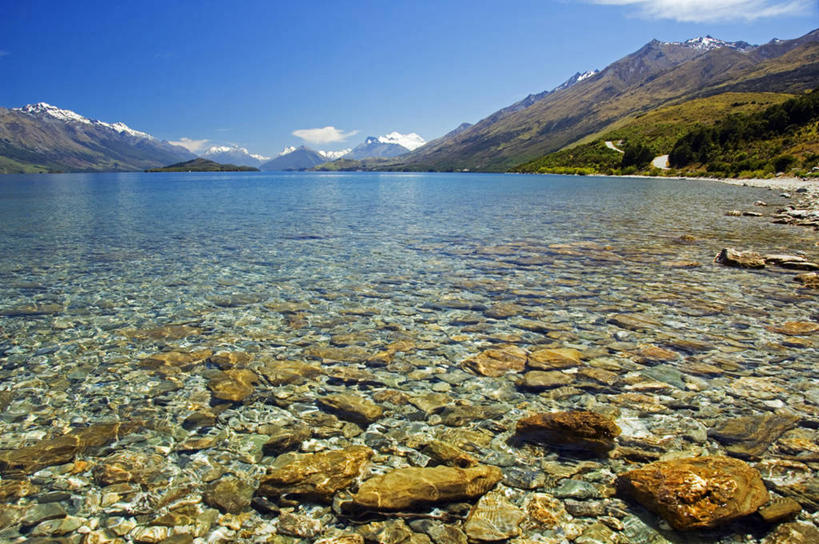 无人,横图,室外,湖,美景,山,山脉,水,日光,新西兰,透明,地形,景观,风景,自然,景色,安静,摄影,宁静,自然风光,大洋洲,纯净,澳大拉西亚,纽西兰,长白云之乡,新西兰南岛,奥塔哥大区,皇后镇,昆士敦,昆斯敦,瓦卡蒂普湖,彩图,罢工,美人,南岛