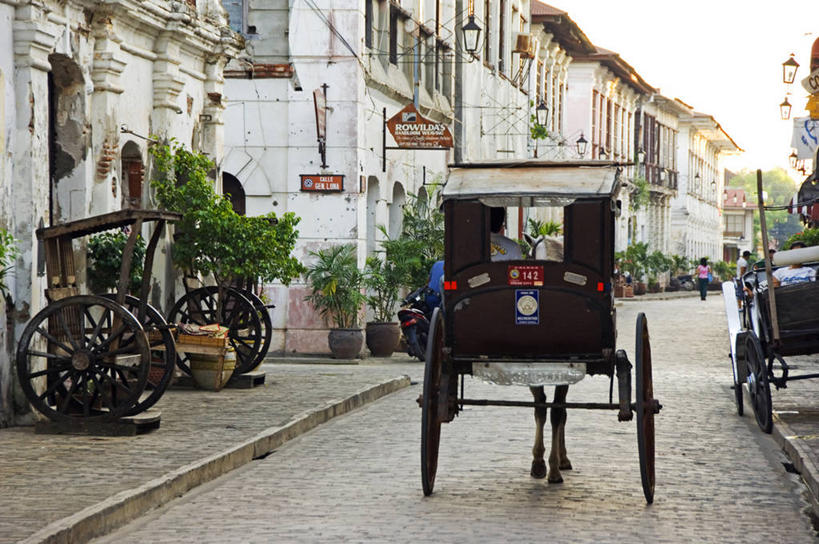 无人,横图,城市,建筑,马,菲律宾,亚洲,推车,房屋,城镇,马车,历史,动物,运输,摄影,东南亚,吕宋岛,彩图,联合国教科文组织