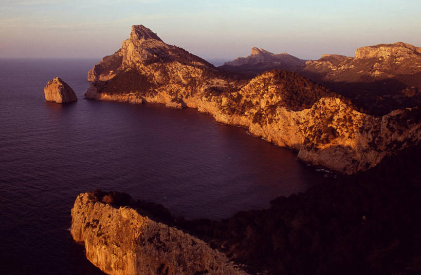 无人,横图,室外,日落,西班牙,欧洲,地形,海岸线,悬崖,摄影,地中海,海景,马略卡,海滩,彩图