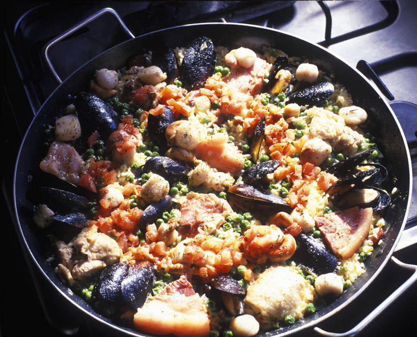 无人,横图,吃饭,智利,食品,锅,饮食,南美,摄影,拉丁美洲,海产,烹调,彩图,传统文化,肉菜饭