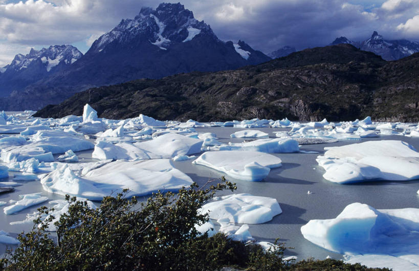 无人,横图,室外,湖,山,智利,冰,地形,灰色,风景,南美,摄影,拉丁美洲,百内国家公园,彩图