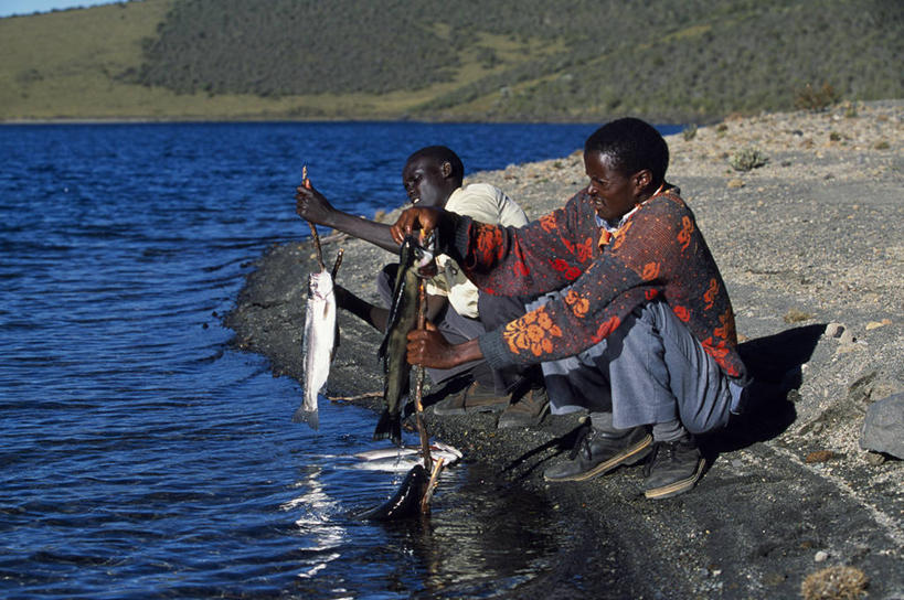 横图,室外,湖,鳟鱼,非洲,肯尼亚,地形,鱼类,蓝色,摄影,虹鳟鱼,肯尼亚山,休闲活动,彩图,钓鱼