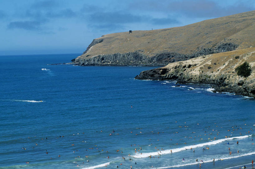 游泳,无人,横图,室外,度假,日光浴,海洋,新西兰,海湾,放松,摄影,新西兰南岛,海滩,彩图