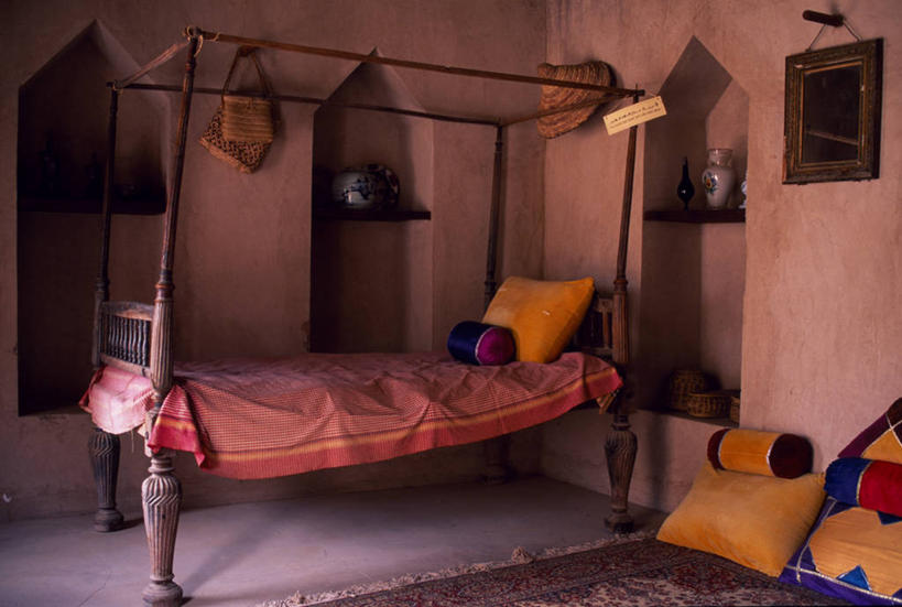 无人,横图,床,棕榈树,阿曼,城堡,塔,摄影,要塞,波斯湾,软垫,彩图,四柱床