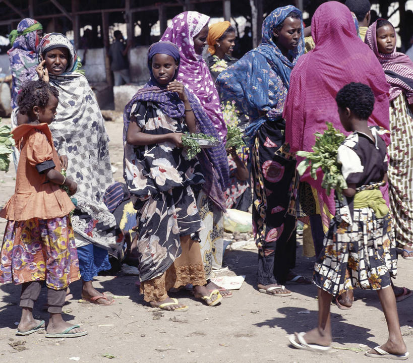 儿童,成年人,横图,彩色,非洲,吉布提,索马里,市场,衣服,摄影,五颜六色,色彩斑斓,五彩缤纷,五彩斑斓,五光十色,女人,彩图,传统服装,传统文化