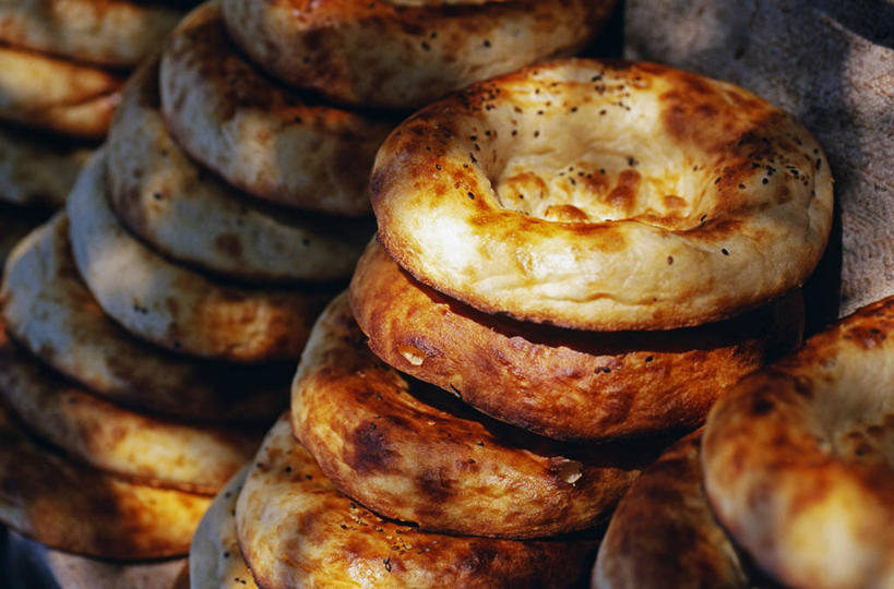 面包,无人,横图,消费,城市,吉尔吉斯斯坦,堆叠,商品,食品,市场,摄影,中亚,政府,贩卖,贸易,奥什,彩图