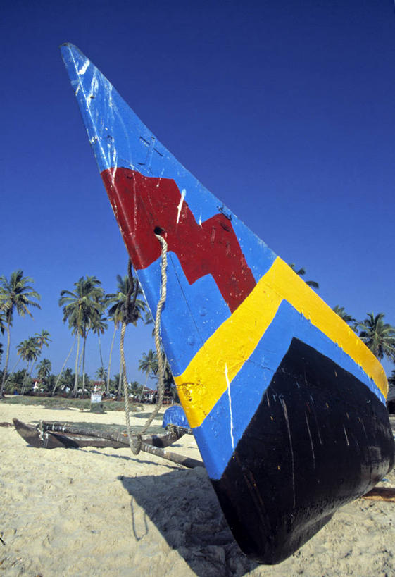 无人,竖图,印度,亚洲,渔船,摄影,果阿,彩图