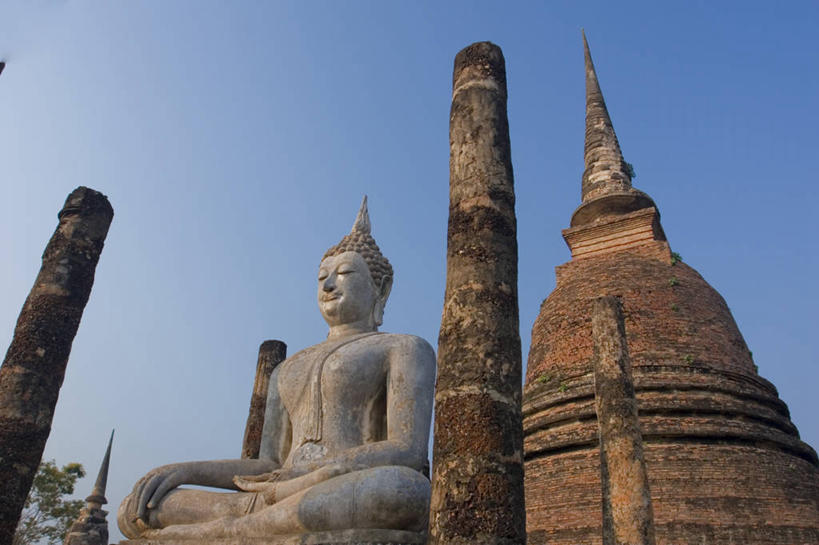 无人,横图,泰国,亚洲,佛,素可泰,地标建筑,摄影,宗教,东南亚,泰国文化,金山寺,彩图