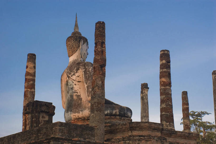 无人,横图,泰国,亚洲,雕像,佛,素可泰,地标建筑,摄影,宗教,东南亚,泰国文化,彩图,素可泰遗址公园