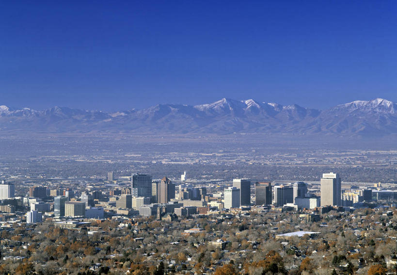 无人,横图,天际线,美国,地形,摄影,北美,犹他,盐湖城,彩图