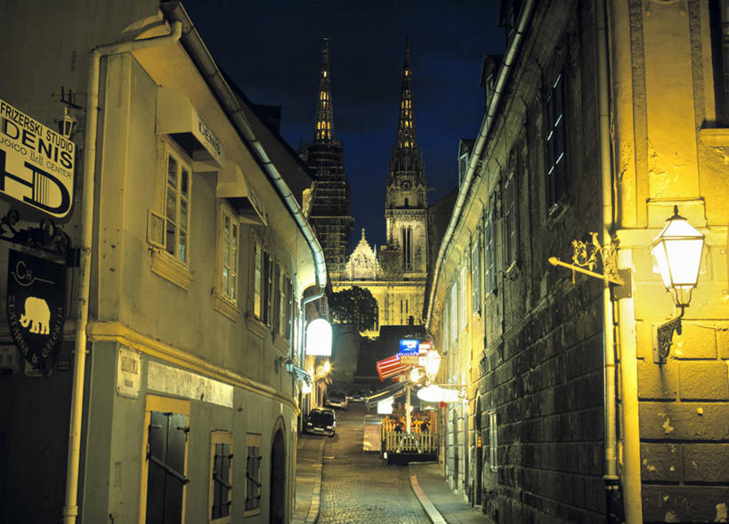 无人,横图,夜晚,城市,欧洲,克罗地亚,首都,摄影,巴尔干,萨格勒布,彩图,旅行,大教堂