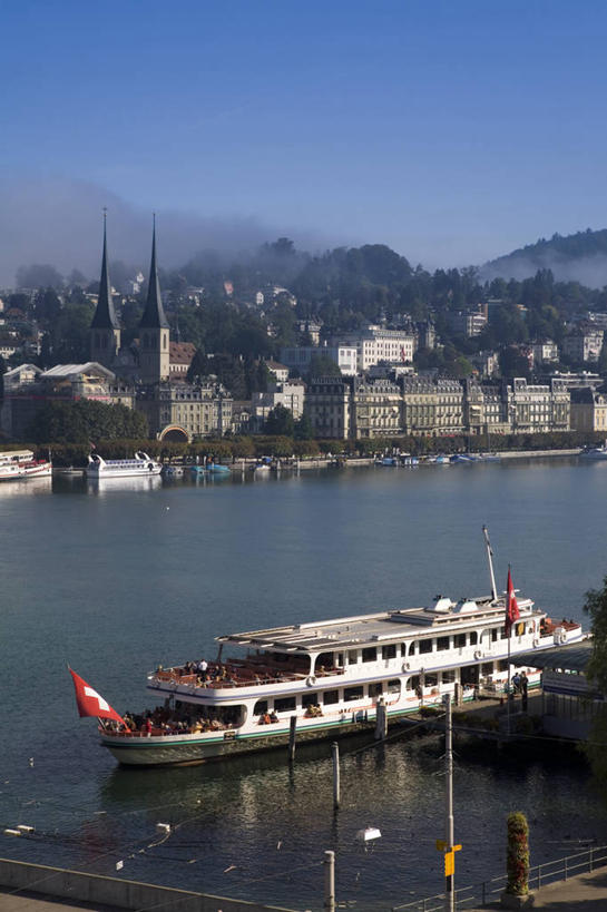 无人,竖图,室外,旗帜,瑞士,欧洲,卢塞恩湖,摄影,西欧,渡轮,卢塞恩,霍夫教堂,彩图