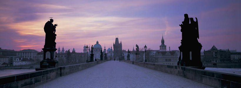 无人,横图,全景,城市,古城,桥,首都,摄影,东欧,捷克共和国,布拉格,查理大桥,彩图