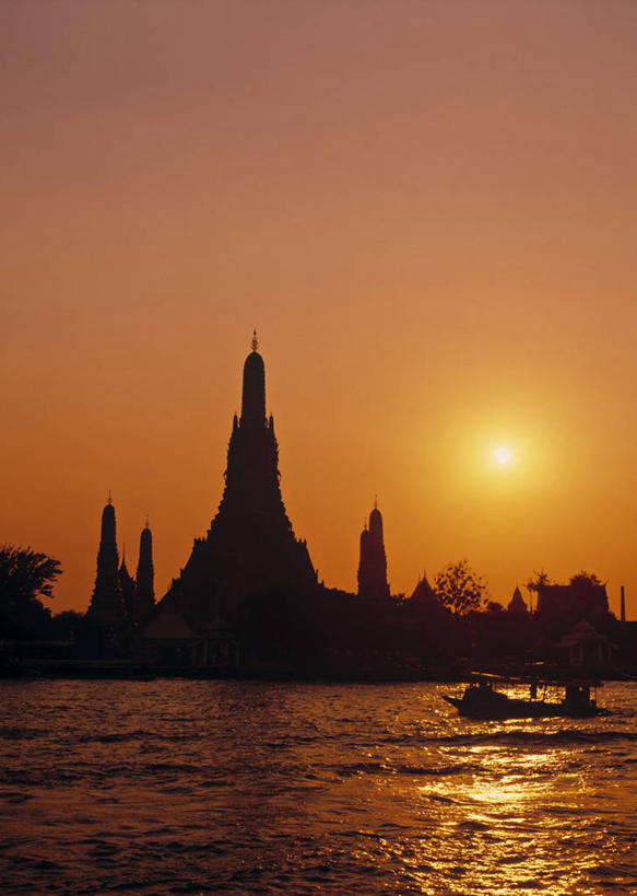 无人,竖图,日落,曼谷,泰国,亚洲,首都,摄影,郑王庙,彩图,旅行