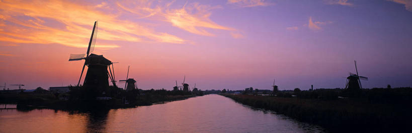 无人,横图,全景,室外,风车,欧洲,荷兰,地形,摄影,运河,小孩堤防,彩图,旅行