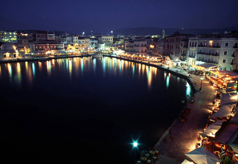 无人,横图,室外,夜晚,城市,希腊,欧洲,古城,黄昏,摄影,地中海文化,克里特岛,干尼亚,彩图,旅行,海港